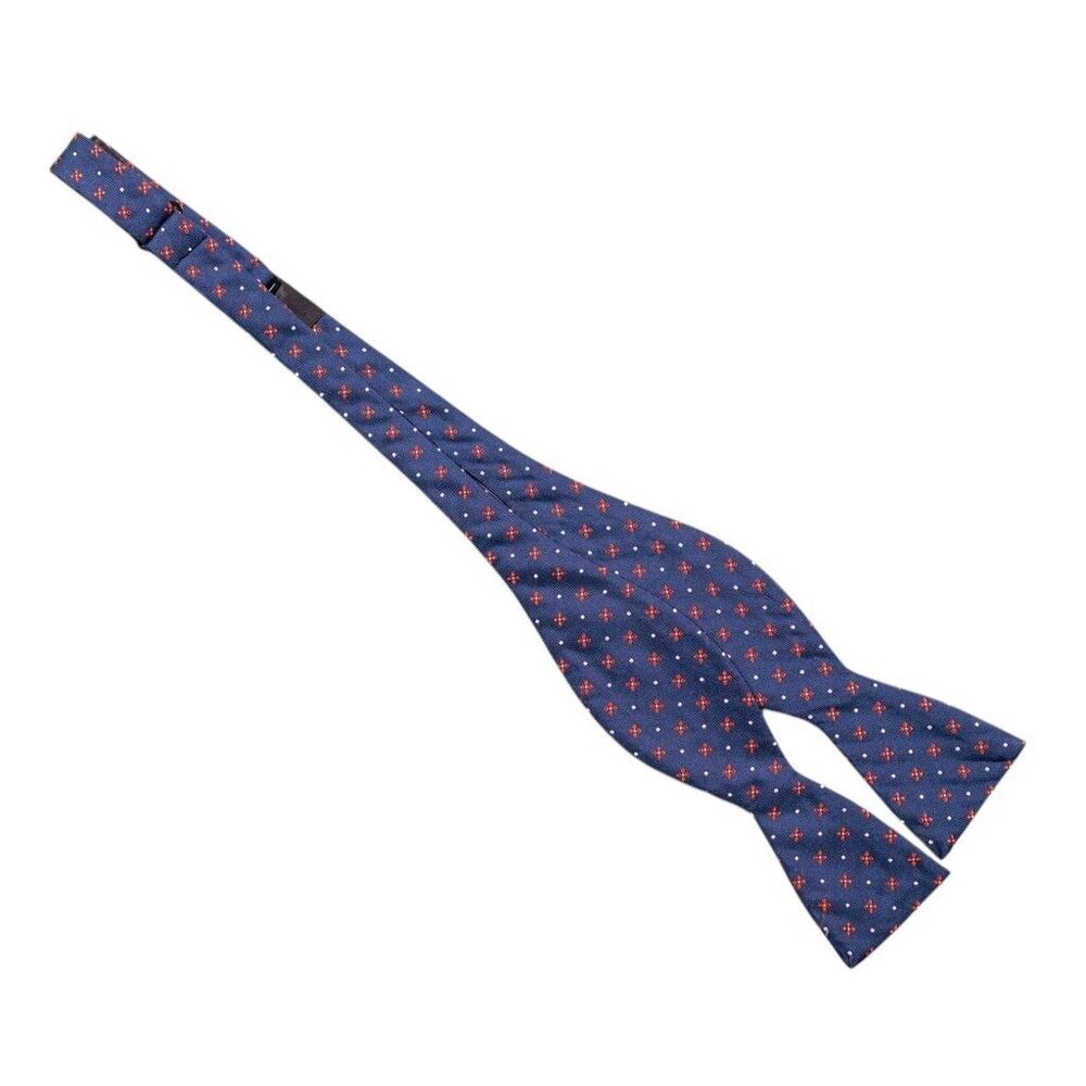 Countess Mara Bowtie 100% Silk Blue Orange Geometric Mens Adjustable Neck Tie
